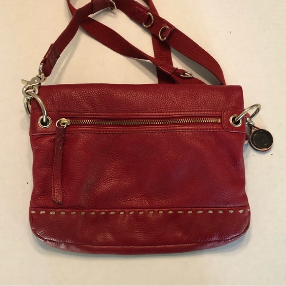 Red Leather The Sak Crossbody Adjustable Strap Fold Over Shoulder Bag Purse - Picture 3 of 10